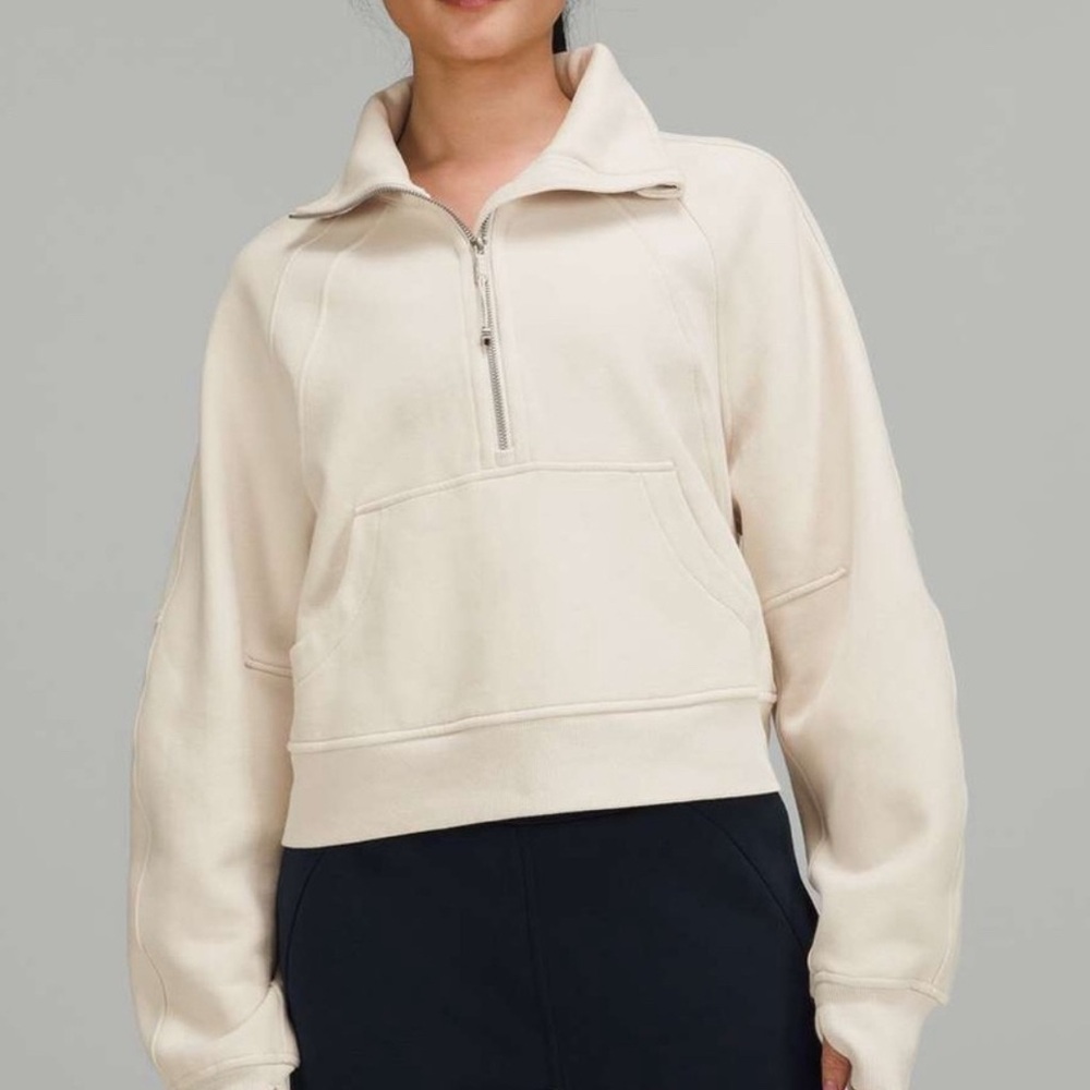 Lululemon Beige Half-Zip Scuba Hoodie